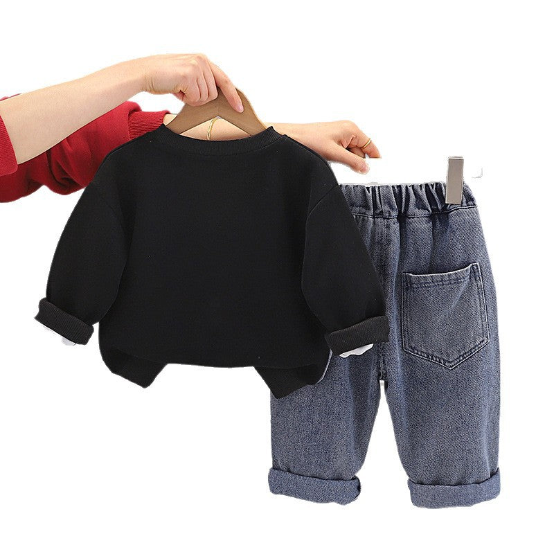 Baby casual hoodie long sleeved two-piece set for boys