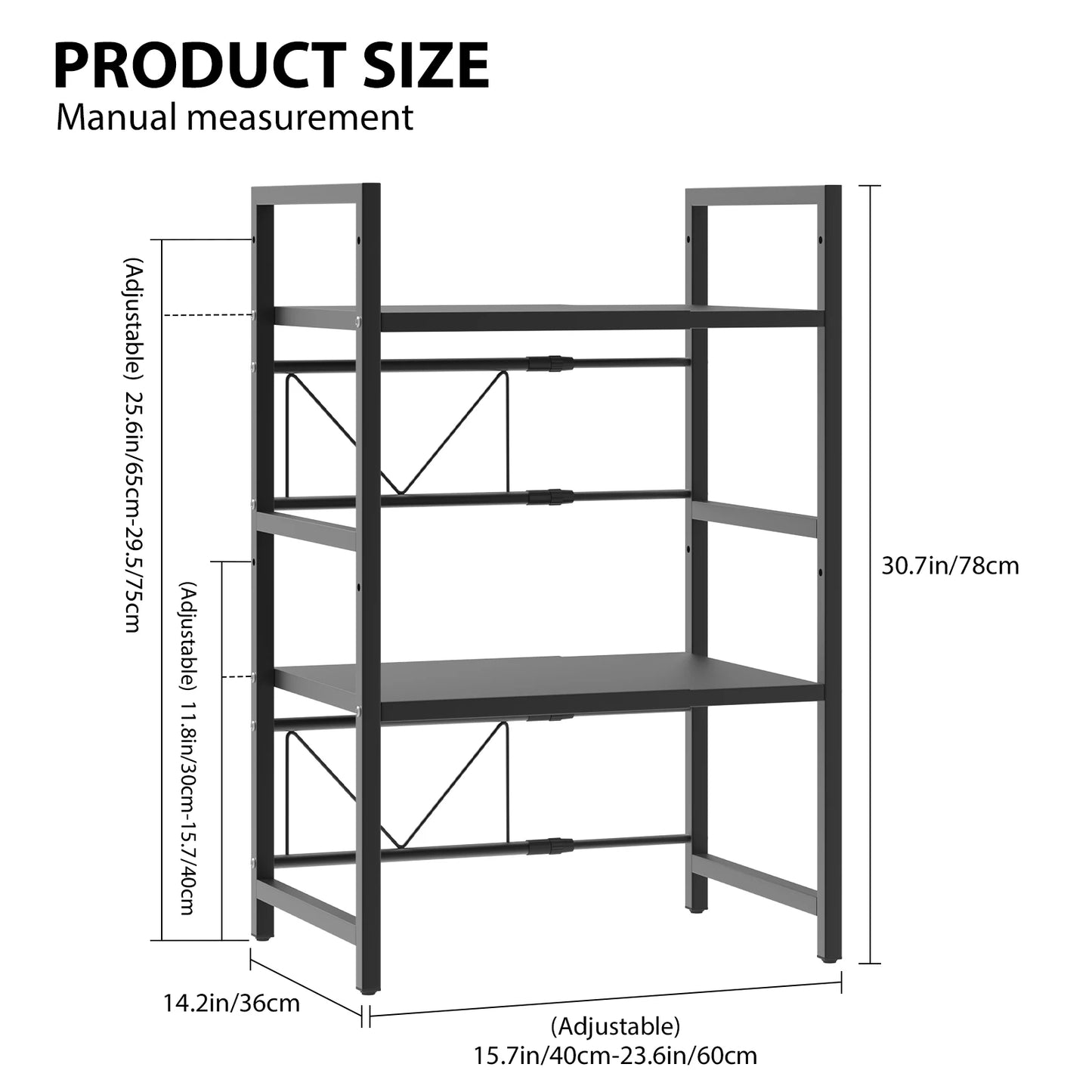 Expandable Microwave Shelf, 1 or 2 Tier Microwave oven Rack Stand Storage Holder Kitchen Corner Shelf Desktop Printer Shelf Rack