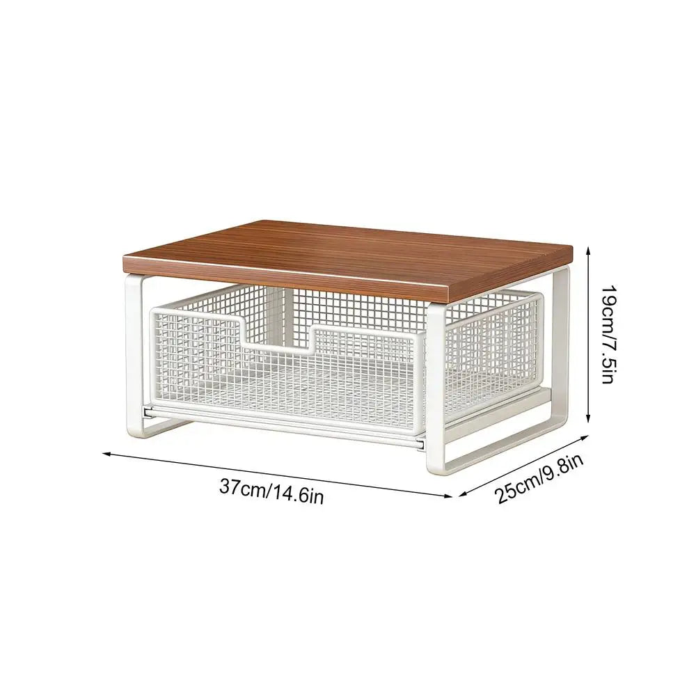 Double-Tier Printer Stand with Storage Space Saving Office Organizer Desk Printer Shelf for Home School Kitchen Counter
