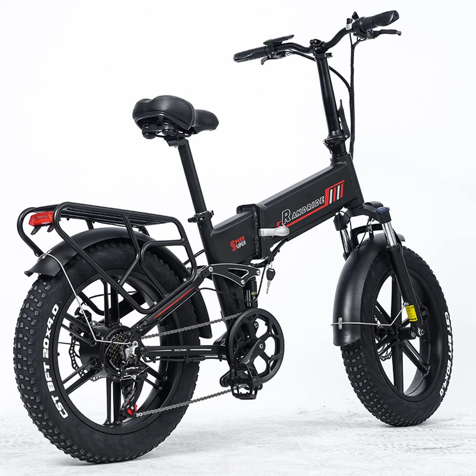 RANDRIDE YX20M Foldable Electric Bike 1000W 48V 17Ah Battery 20 Inch Full Suspension 7-Speed Urban Electric Bicycle For Adults