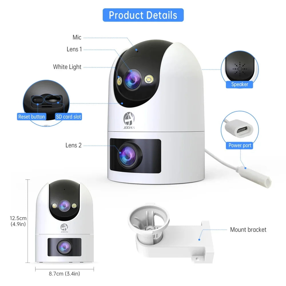 CAM720 8MP WiFi IP Camera Dual Lens Outdoor Surveillance Camera Auto Tracking Baby Monitor Night Vision 5X Zoom Indoor Cameras