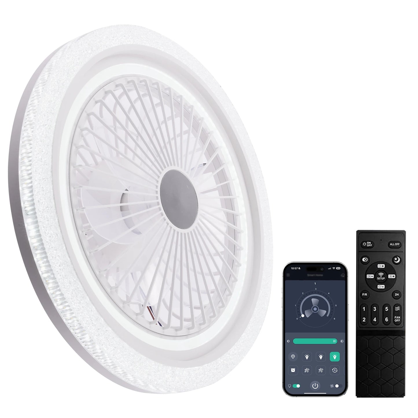 49x49cm Modern Ceiling Fan with Light 6 Speeds Reversible Low Profile Ceiling Fan Light 3CCT LED Dimmable Flush Mount Ceiling Fans with Lights Timing Ceiling Fans Light with Remote for Living Room Kitchen Bedroom And Office