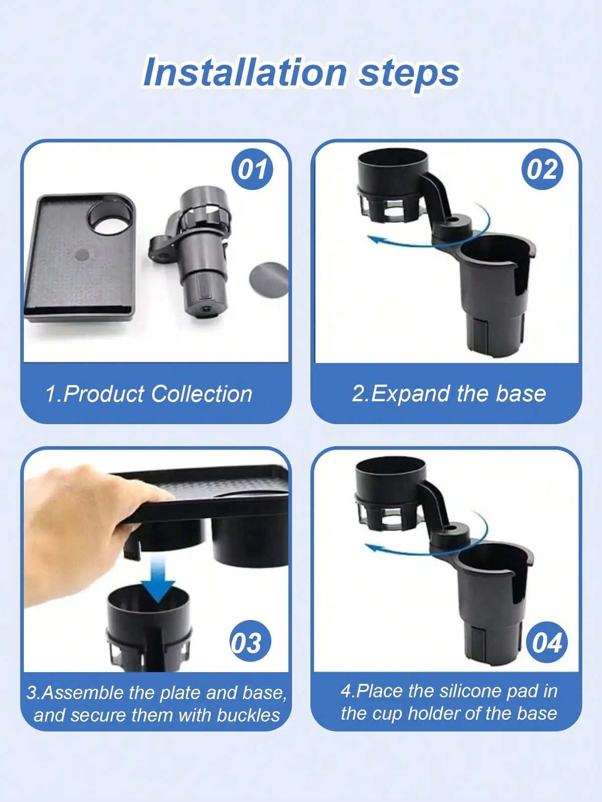 2-in-1 Car Cup Holder Tray – 360° Rotatable Tabletop, with Stable Base & Phone Slot, Durable Interior Accessory