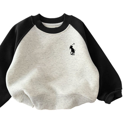 Fleece Lined Color Block Crewneck Sweatshirt for Kids