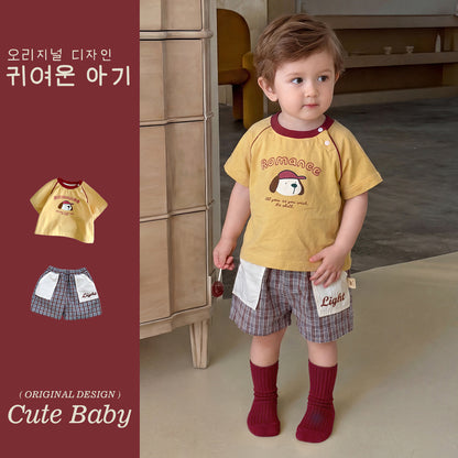 Short Sleeve T-Shirt and Shorts Set for Boys, Lightweight Summer Outfit