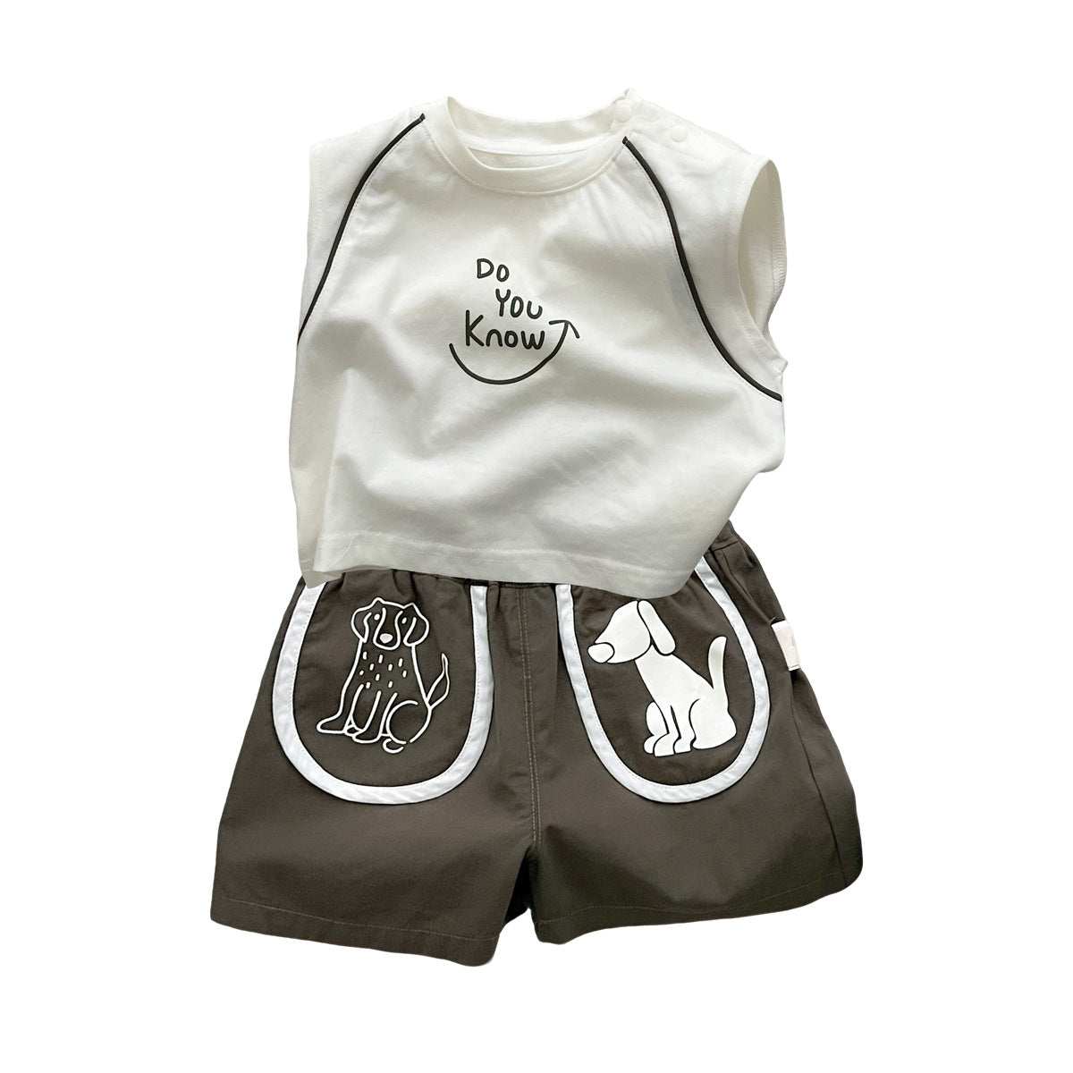 Stylish Letter Print Tank Top Cotton Shorts Two-Piece Set