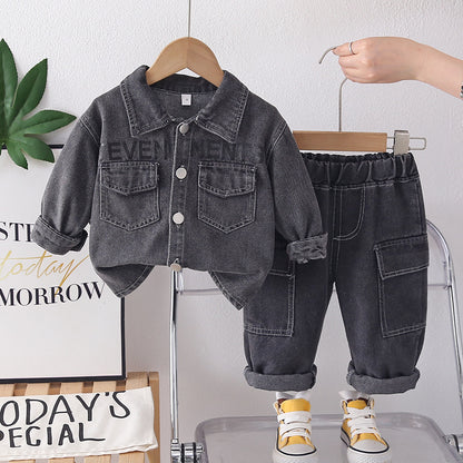 Children's Baby Autumn Denim Long Sleeve Two Piece Set