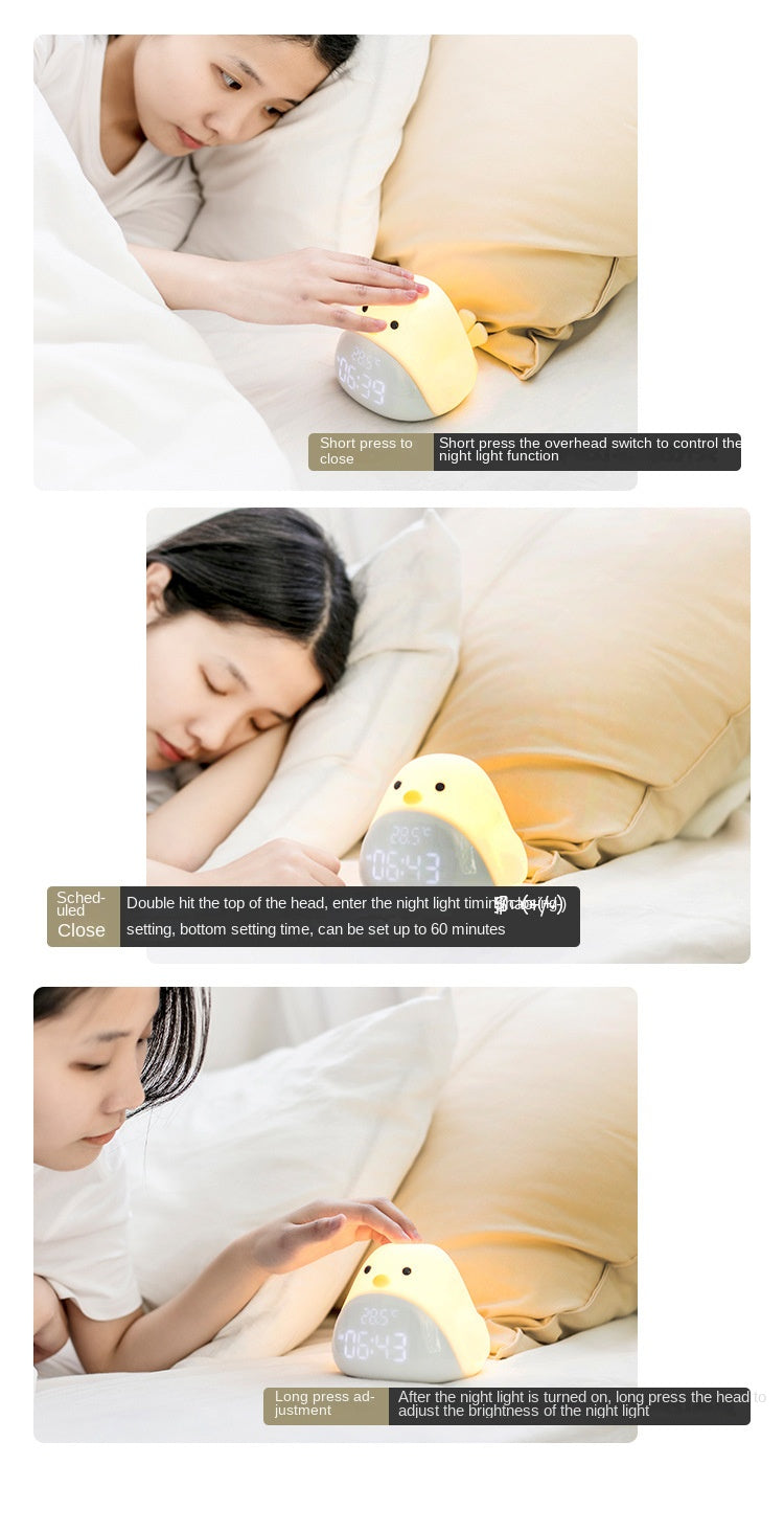Time Bird LED Bedside Alarm Clock with Night Light – Cartoon Quiet Electronic Clock with USB Charging for Bedroom, Student Desk & Dormitory