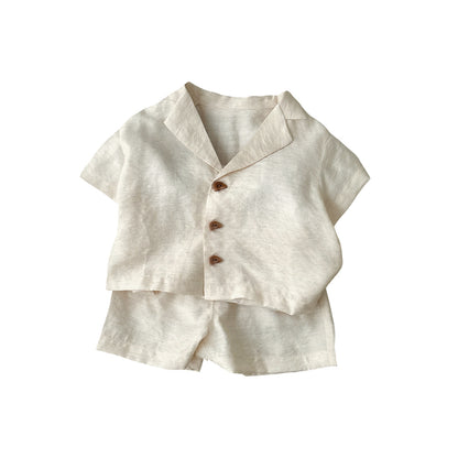 Baby Short Sleeve Shirt and Shorts, Cool Summer Style Kids  Cotton Linen Outfit