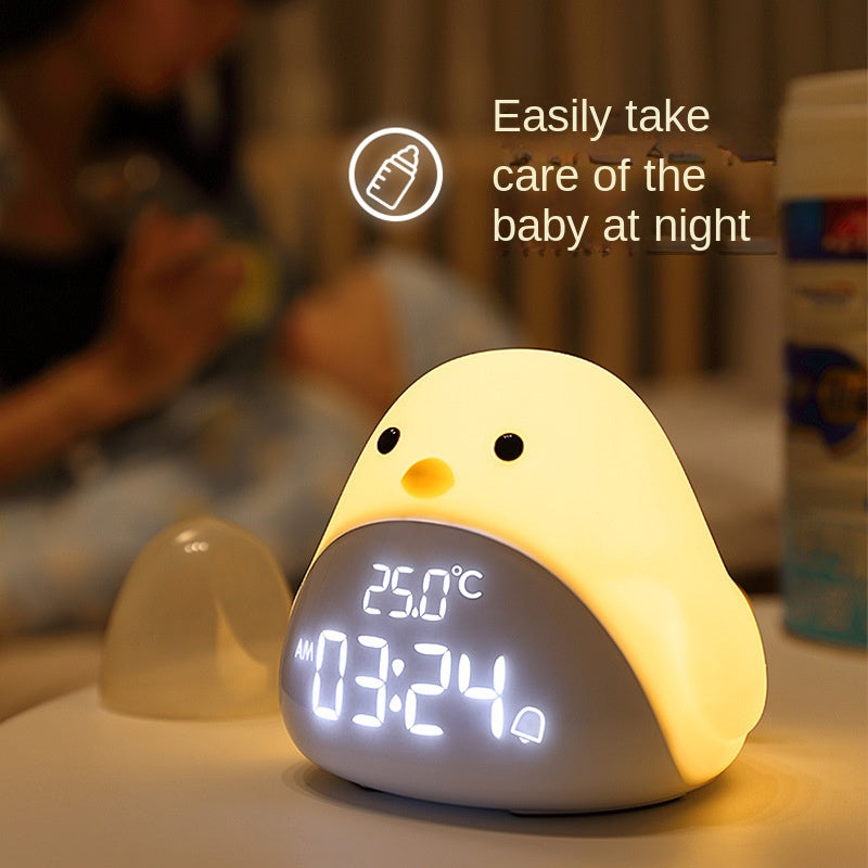Time Bird LED Bedside Alarm Clock with Night Light – Cartoon Quiet Electronic Clock with USB Charging for Bedroom, Student Desk & Dormitory