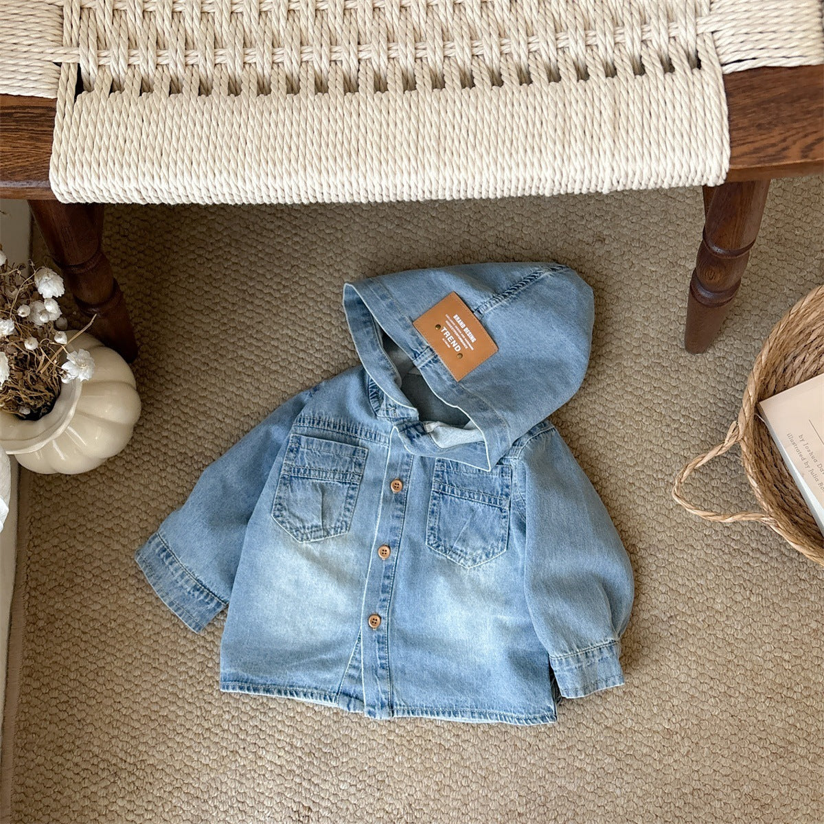 Casual Cartoon Print Tee Denim Jacket  Pants 3-Piece Outfit for Boys