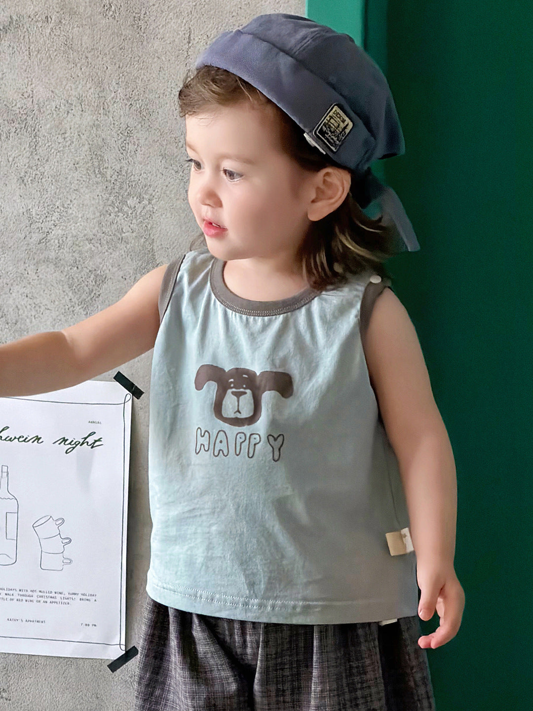 Two-Piece Set  Sleeveless Vest T-Shirt and Pants Thin Cotton Kids Clothing