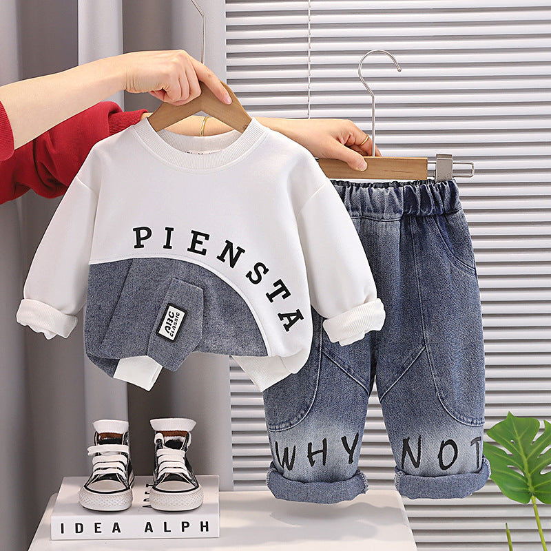 Baby casual hoodie long sleeved two-piece set for boys