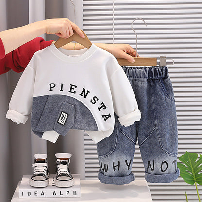 Baby casual hoodie long sleeved two-piece set for boys