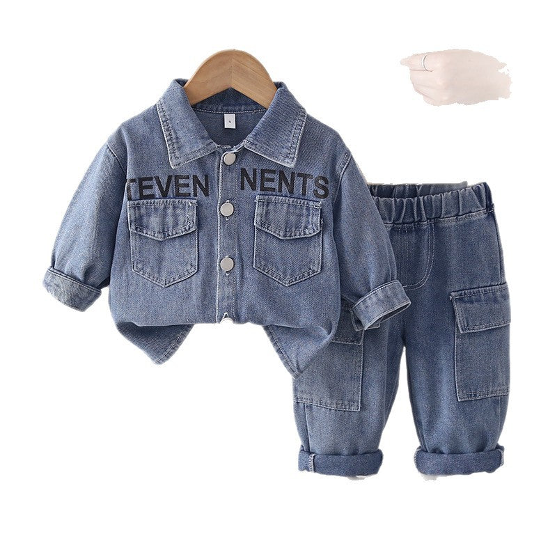Children's Baby Autumn Denim Long Sleeve Two Piece Set