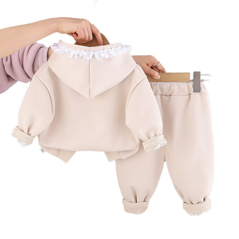 Hooded long sleeved two-piece children's spring and autumn clothes