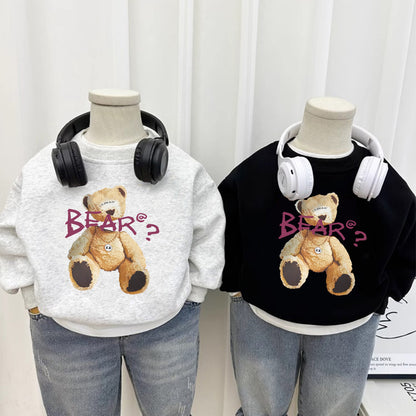 Fleece-Lined Unisex Kids' Crewneck Hoodie