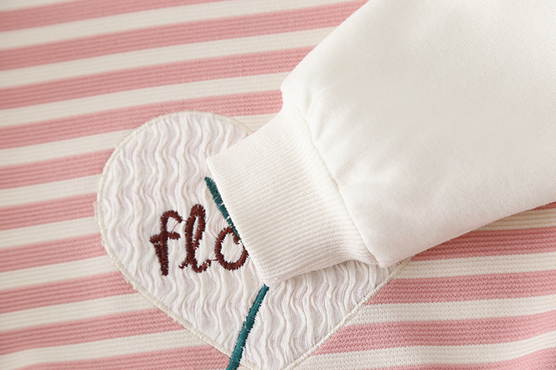 Children's striped casual long sleeved two-piece set baby autumn clothes