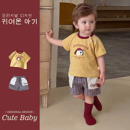 Short Sleeve T-Shirt and Shorts Set for Boys, Lightweight Summer Outfit