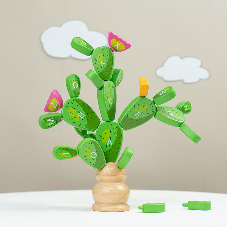 Children's Wooden Variety Cactus Immortal Ball Puzzle Building Blocks Montessori Early Education Puzzle Thinking Training Exercise Toy