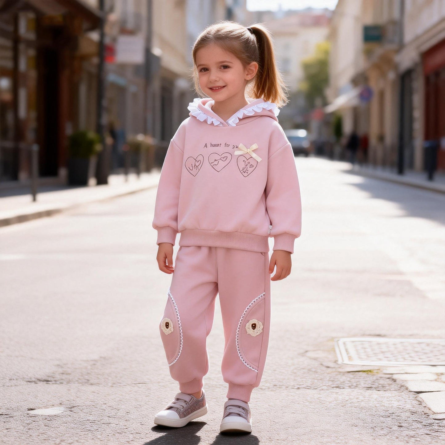 Hooded long sleeved two-piece children's spring and autumn clothes