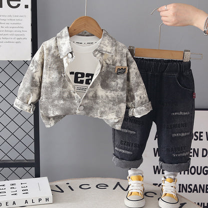Autumn tie dye long sleeved three piece set for baby children's clothing