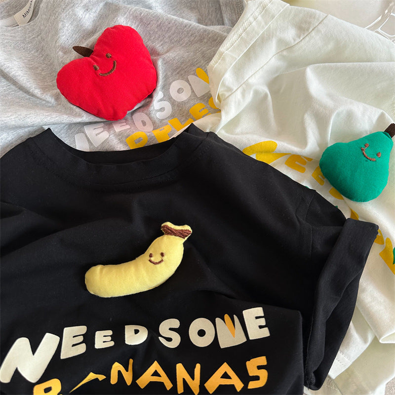 Children's Short Sleeve T-Shirt Cartoon Fruit 3D Character