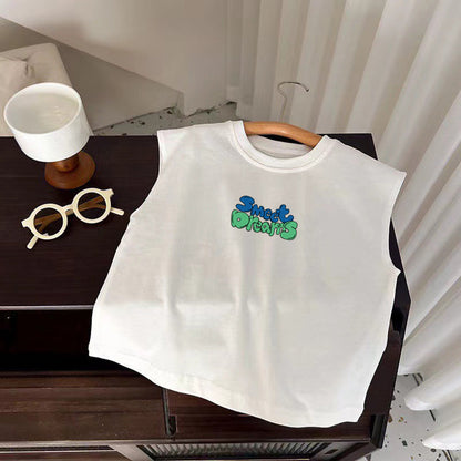 Children's Sleeveless T-Shirt Casual Versatile Kids Unisex Tank Top Shirt