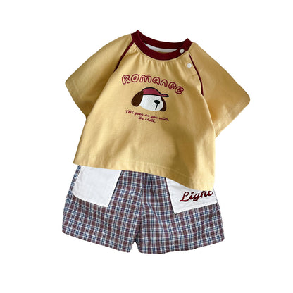 Short Sleeve T-Shirt and Shorts Set for Boys, Lightweight Summer Outfit