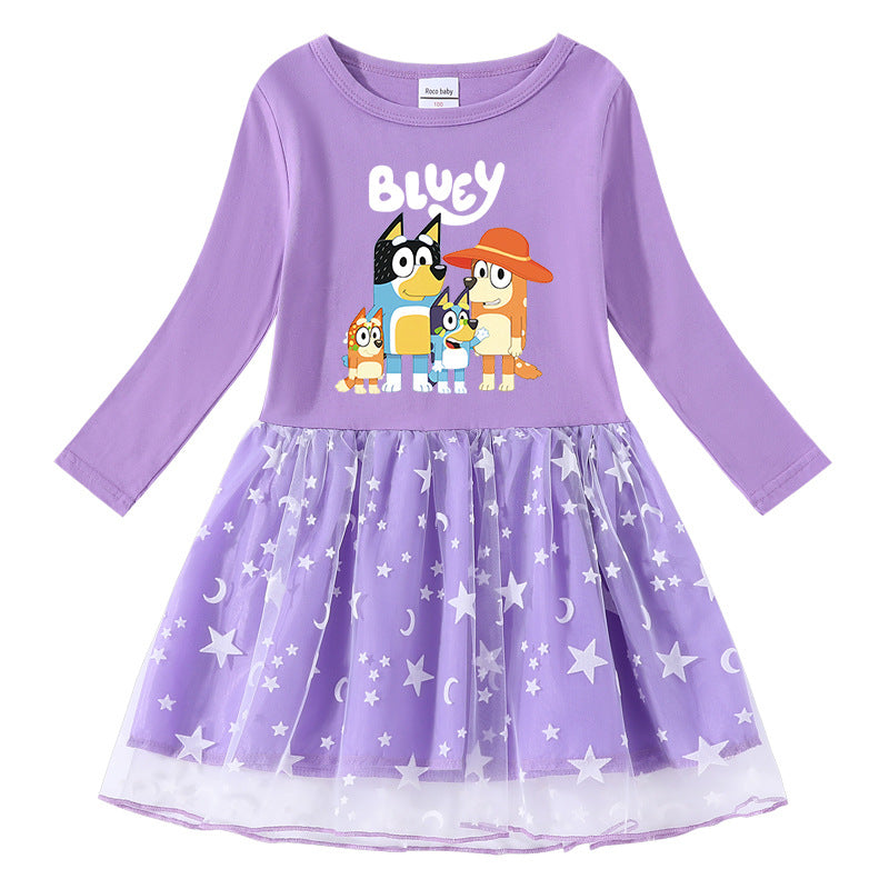 Girl's cotton printed cartoon dress