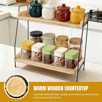 Coffee Station Organizer, 2 Tier Coffee Bar Accessories and Organizer, Display Stand Shelf Rack, Hot Chocolate Station Stand, Stylish Storage Tea Station for Mugs, Jars & Accessories