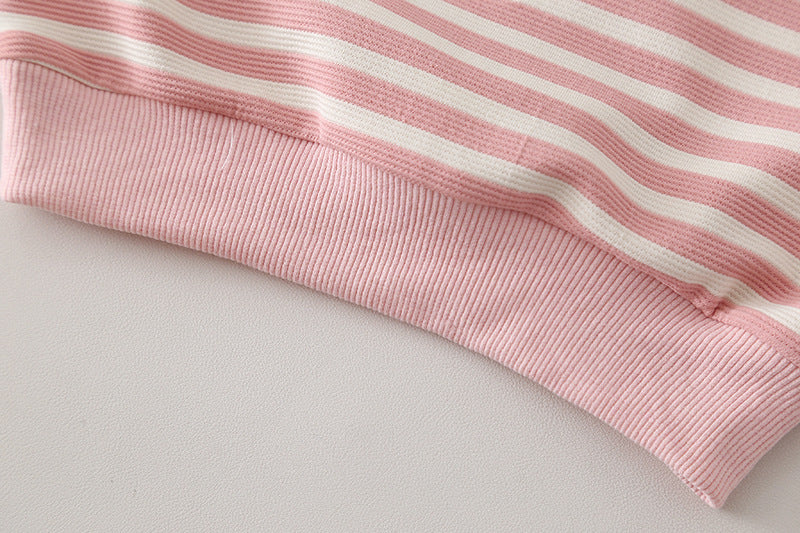 Children's striped casual long sleeved two-piece set baby autumn clothes
