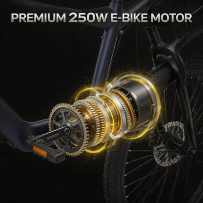 Adult Electric Mountain Bike M-DING 250W Motor 36V13Ah Long Lasting Battery 26 Inch Tire Outdoor Sport Commuter E-Bike