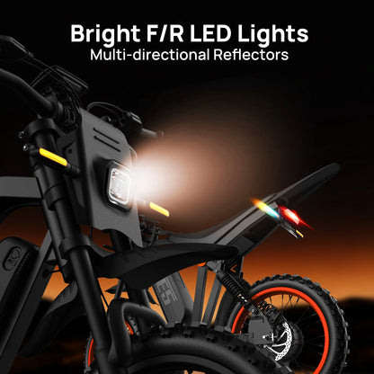 URLIFE E5 Electric Motorcycles 250W All-terrain Off-road Tires 48V 20AH Removable Battery Speed 25KMH 80KM Range Electric Off-road Bike For Adults