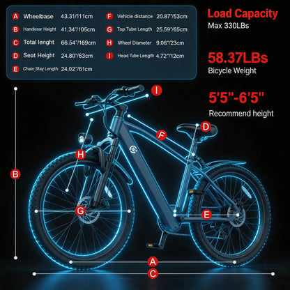 UK‑Spec Heavy‑Duty Mountain Off‑Road Electric Bicycle, 26in Wheels Strong Motor Pedal Assist E‑Bike, Removable Large Battery for Extended Riding Range, Optimized for Cross‑Country Adventure & Urban Daily Commute, 24hr Online After‑Sales Support, UK