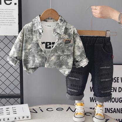 Autumn tie dye long sleeved three piece set for baby children's clothing