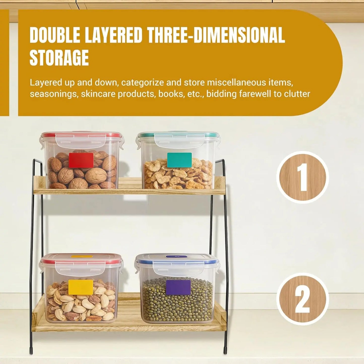 Coffee Station Organizer, 2 Tier Coffee Bar Accessories and Organizer, Display Stand Shelf Rack, Hot Chocolate Station Stand, Stylish Storage Tea Station for Mugs, Jars & Accessories