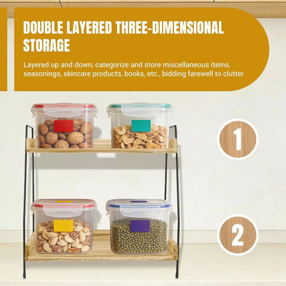 Coffee Station Organizer, 2 Tier Coffee Bar Accessories and Organizer, Display Stand Shelf Rack, Hot Chocolate Station Stand, Stylish Storage Tea Station for Mugs, Jars & Accessories