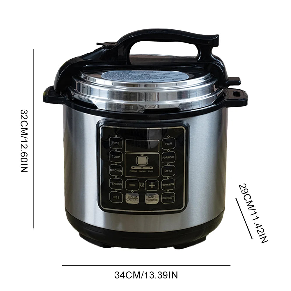 6L Smart Electric Pressure Cooker & Rice Cooker Stainless Steel Body 24 Hours Delay Timer Multi-function Soup Stew Yogurt Maker