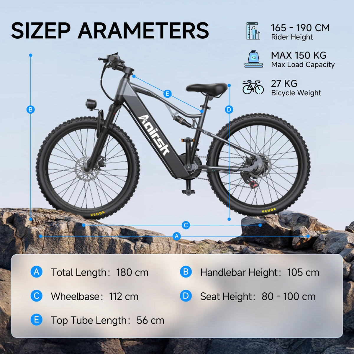 Aairsk XT90 Electric Mountain Bike 26"×2.6" Tires, 48V 20Ah  Battery 60-100Km Range, 75N·m High-Torque Motor 21-Speed Dual Suspension Ebike with NFC, All-Terrain Adult E-Bicycle 25KM/h