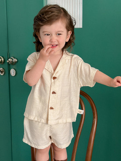 Baby Short Sleeve Shirt and Shorts, Cool Summer Style Kids  Cotton Linen Outfit