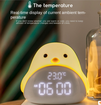 Time Bird LED Bedside Alarm Clock with Night Light – Cartoon Quiet Electronic Clock with USB Charging for Bedroom, Student Desk & Dormitory