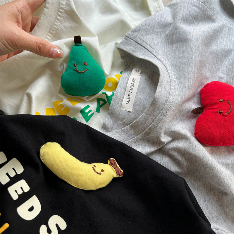 Children's Short Sleeve T-Shirt Cartoon Fruit 3D Character