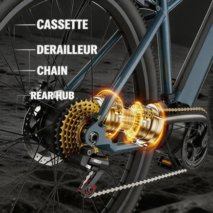 Adult Electric Mountain Bike M-DING 250W Motor 36V13Ah Long Lasting Battery 26 Inch Tire Outdoor Sport Commuter E-Bike