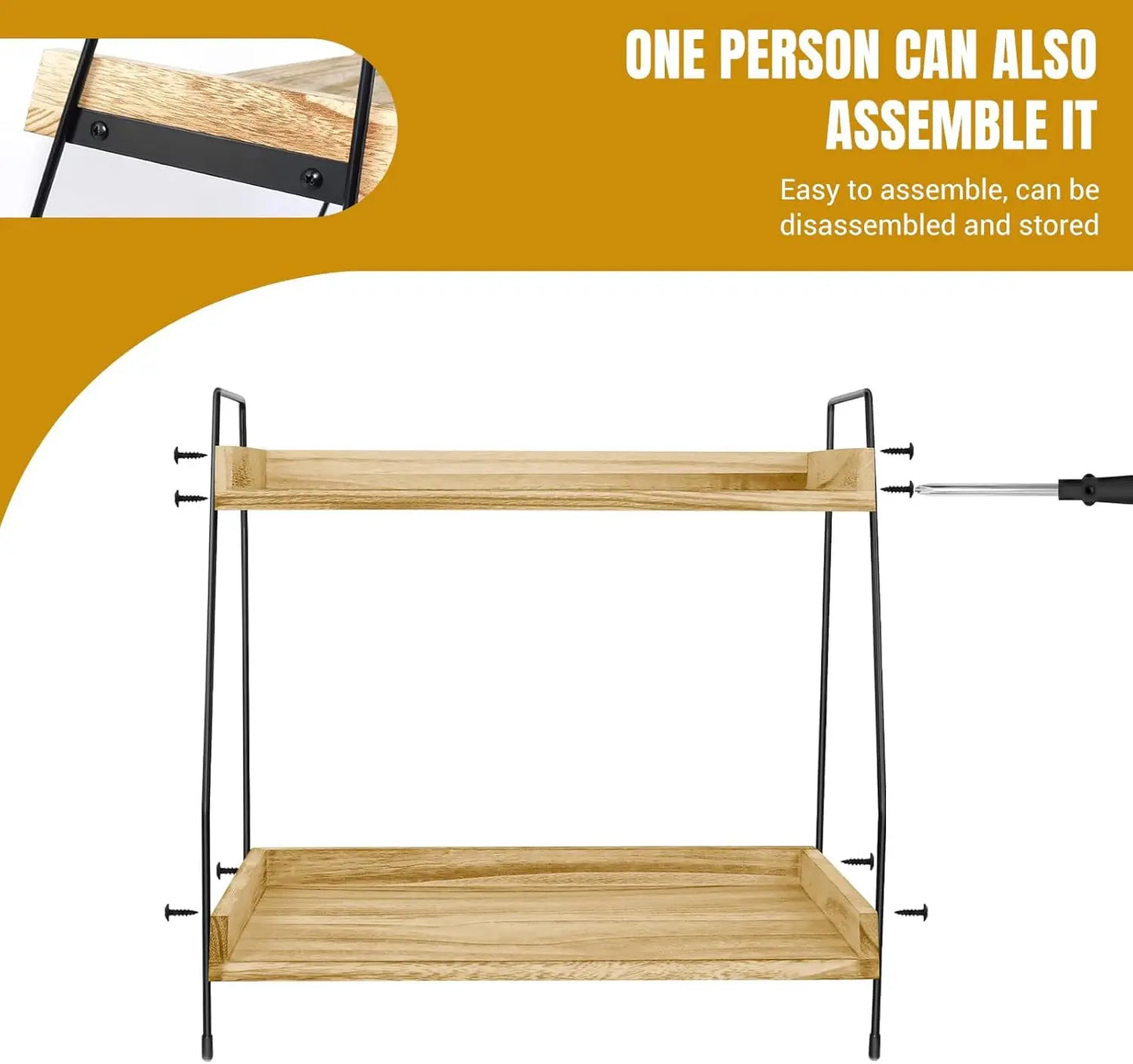 Coffee Station Organizer, 2 Tier Coffee Bar Accessories and Organizer, Display Stand Shelf Rack, Hot Chocolate Station Stand, Stylish Storage Tea Station for Mugs, Jars & Accessories