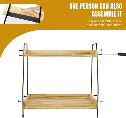 Coffee Station Organizer, 2 Tier Coffee Bar Accessories and Organizer, Display Stand Shelf Rack, Hot Chocolate Station Stand, Stylish Storage Tea Station for Mugs, Jars & Accessories