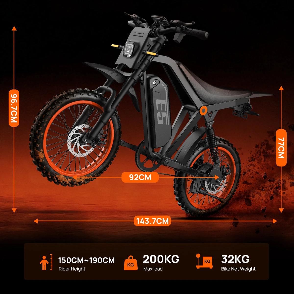 URLIFE E5 Electric Motorcycles 250W All-terrain Off-road Tires 48V 20AH Removable Battery Speed 25KMH 80KM Range Electric Off-road Bike For Adults