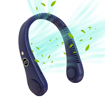 LED Digital Display USB Wearable Fan Summer Portable Mini Hanging Neck Fan Bladeless Neckband Fan Power Air Cooler USB Rechargeable Electric Fans