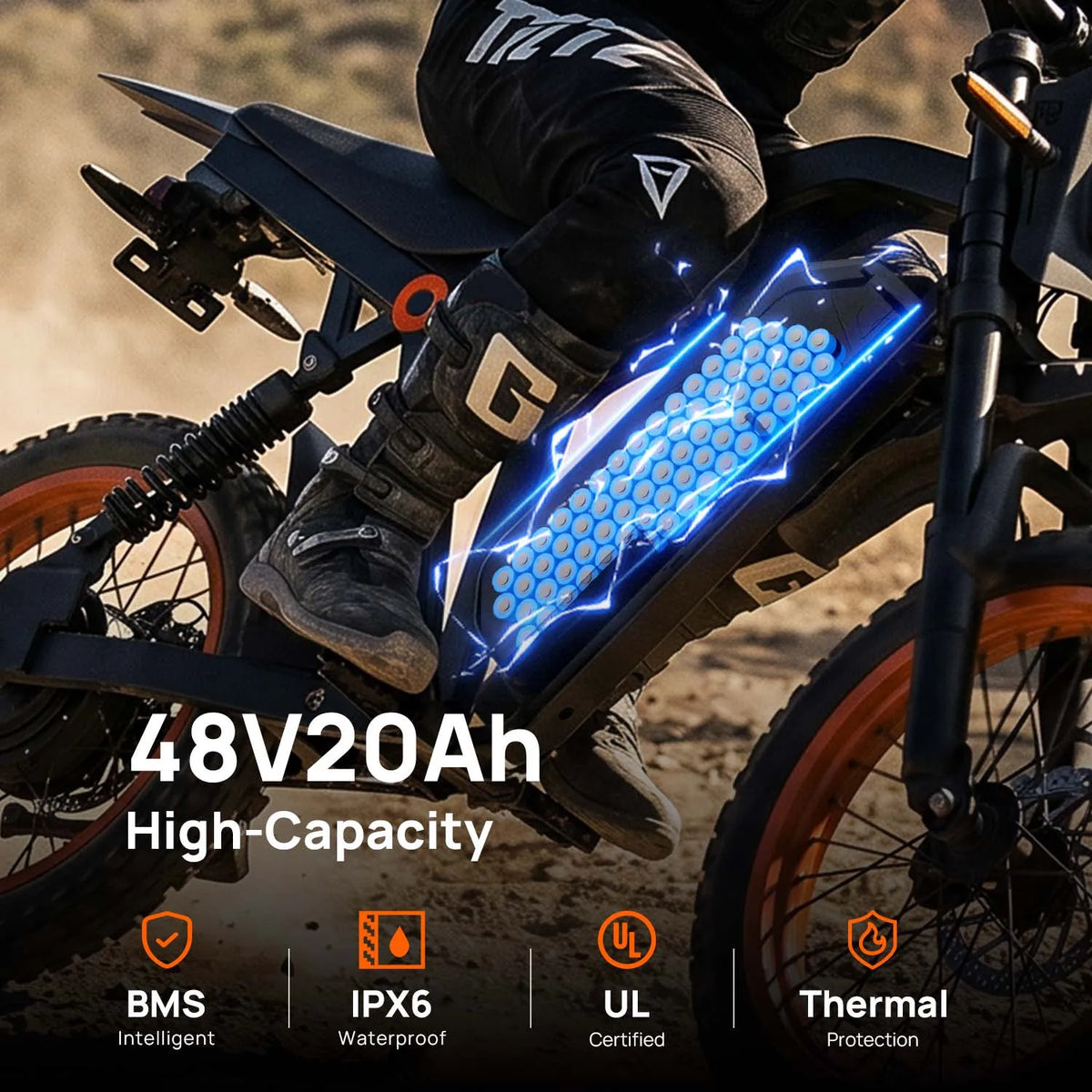 URLIFE E5 Electric Motorcycles 250W All-terrain Off-road Tires 48V 20AH Removable Battery Speed 25KMH 80KM Range Electric Off-road Bike For Adults