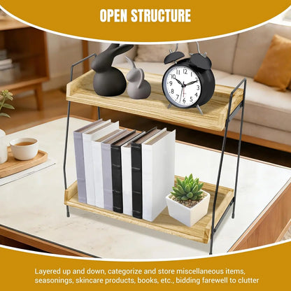 Coffee Station Organizer, 2 Tier Coffee Bar Accessories and Organizer, Display Stand Shelf Rack, Hot Chocolate Station Stand, Stylish Storage Tea Station for Mugs, Jars & Accessories